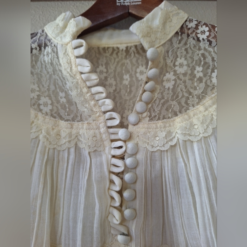 Jessica's Gunnies Gunne Sax Vintage 1970's Ivory Lace Long Sleeve Blouse Size 5 - Picture 3 of 9